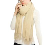RIIQIICHY Écharpe D'hiver en Laine Cachemire Sensation de Chaleur Grande Écharpe Pashmina Étole Pour Femmes,Beige,Large