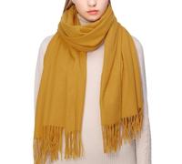 RIIQIICHY Écharpe D'hiver en Laine Cachemire Sensation de Chaleur Grande Écharpe Pashmina Étole Pour Femmes,Jaune,Large
