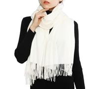 RIIQIICHY Écharpe D'hiver en Laine Cachemire Sensation de Chaleur Grande Écharpe Pashmina Étole Pour Femmes,Ivoire,Large