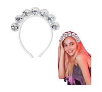 Riismen Bandeau Costume Thème Disco Pour Femmes Pièce Cheveux Rétro Brillante Avec Des Paillettes En Forme Boule Miroir Casquette Pour Fêtes Danniversaire Argent B Taille unique