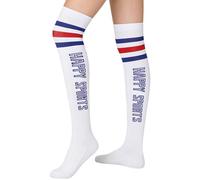 Riismen Bas Mollets Pour Femme Colorés Rayés Bas Nouveauté Sportifs Longs Mollets Pour Femme Blanc Bleu Rouge Taille unique