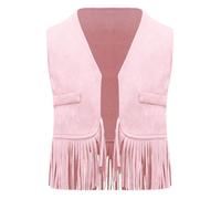 Riismen Bébé Garçon Fille Veste Cowboy Avec Franges Veste Western Cowgirl Hauts Costume Halloween Fête À Thème Chemise Carnaval Déguisement Rose 0-3 mois