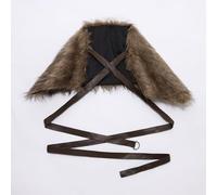 Riismen Châle En Plush Fausse Fourrure Mythologie Nordique Viking Cape Médiévale Pour Les Festivals La Renaissance Accessoire Costume Chaud Un brun Taille unique