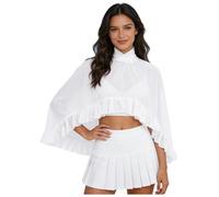 Riismen Châles Et Écharpes Chifon Hautes Et Basses Pour Femmes Châle Mariée Doux Cape Plissée Pour Couvrir Blanc Taille unique