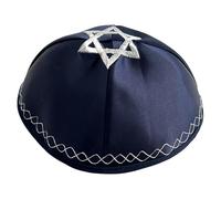 Riismen Chapeau Costume Juif Traditionnel Kippah Bonnet Crâne Brodé Yamaka Pour Spectacle Scène Bleu foncé Taille unique