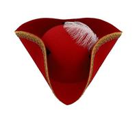 Riismen Chapeau Tricorne De Pirate Tricorne Colonial Pour Accessoire De Costume Cosplay De Pirate Halloween Rouge 1 Taille unique