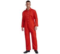 Riismen Combinaison De Travail Pour Hommes À Manches Longues Salopette Unie Jumpsuit Avec Poches Costume De Plombier Pour Halloween Carnaval Cosplay Combinaison Rouge 3XL