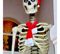 Riismen Costume De Noël À Thème Squelette Humoristique Tenue De Père Noël Complète pour Squelettes De Pieds avec Chapeau Et Écharpe Thématiques Foulard Taille Unique