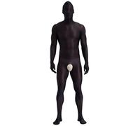 Riismen Costume Transparent Pour Homme Body Intégral Manches Longues Combinaison Nylon Bodysticking Une Pièce Body Brillant Lingerie Sexy Homme Noir XL