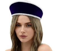 Riismen Couronne Renaissance Pour Femmes Artisanale Avec Des Accents En Perles Fausses Et La Dentelle Antique Parfaite Pour Vous Bleu marine Taille unique