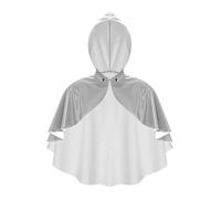 Riismen Dames Manteau En Cuir Verni À Capuche Look Mouillé Cape À Capuche Costume Disco Boléro Gothique Cape Halloween Carnaval Costume Tenue De Club Argent Taille unique
