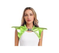 Riismen Dames Pailleté Métal Armure Boléro Gothique Haut Laqué Cuir Costume Steampunk Halloween Cosplay Clubs Nocturnes Carnaval Déguisement Vert fluorescent L