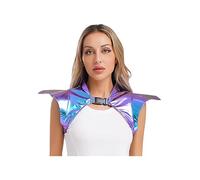 Riismen Dames Pailleté Métal Armure Boléro Gothique Haut Laqué Cuir Costume Steampunk Halloween Cosplay Clubs Nocturnes Carnaval Déguisement Bleu L