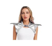 Riismen Dames Pailleté Métal Armure Boléro Gothique Haut Laqué Cuir Costume Steampunk Halloween Cosplay Clubs Nocturnes Carnaval Déguisement Argent M