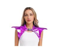 Riismen Dames Pailleté Métal Armure Boléro Gothique Haut Laqué Cuir Costume Steampunk Halloween Cosplay Clubs Nocturnes Carnaval Déguisement Violet L