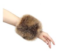 Riismen Faux Fourrure Festive Manchettes Pour Noël Gants Bras Doux Et Courts Pour Femmes Et Filles Accessoire Amusant Pour Shabiller Brun Taille unique