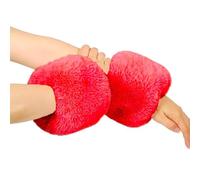 Riismen Faux Fourrure Festive Manchettes Pour Noël Gants Bras Doux Et Courts Pour Femmes Et Filles Accessoire Amusant Pour Shabiller Rouge Taille unique
