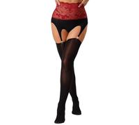 Riismen Femme Collant Porte Jarretelle Transparent Collant Ouvert Entrejambe Bas Pour Porte Jarretelle Pantyhose Noir Rouge Taille unique