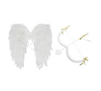 Riismen Halloween Amour Cosplay Set Ange Amour Arc Coeur Flèche Avec Ailes En Plumes Ailes D Ange Noël Fête Déguisée Costume Accessoires Blanc Taille unique