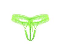 Riismen Hommes Sissy Slips avec Nœud Dentelle Sousvêtements Élastique Gstring Transparent Tback Lingerie String Dessous Vert Taille Unique