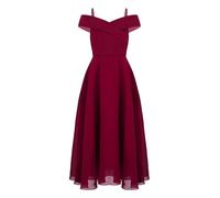 Riismen Longue Robe De Soirée Cocktail Enfant Fille Épaules Denudee Robe De Cérémonie Baptême Mariage Demoiselle d'honneur Bourgogne 13-14 Ans