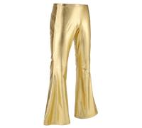 Riismen Pantalon en Cuir pour Hommes Pantalon Brillant À Pattes D Éléphant Années 70 Hippie Rétro De Danse Disco Latino Or XL