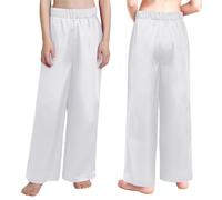 Riismen Pantalons Culte pour Garçons Pantalons Larges Jambes pour La Danse Louange avec Élastique La Taille Costume Célébration Lesprit Blanc 7-8 Ans