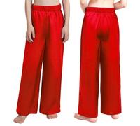 Riismen Pantalons Culte pour Garçons Pantalons Larges Jambes pour La Danse Louange avec Élastique La Taille Costume Célébration Lesprit Rouge 7-8 Ans