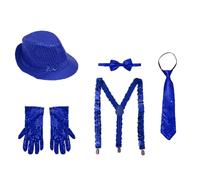 Riismen Set Cinq Chapeaux Jazz Pourvu Paillettes Pour Une Apparition En Parade Bleu Taille unique