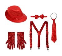 Riismen Set Cinq Chapeaux Jazz Pourvu Paillettes Pour Une Apparition En Parade Rouge Taille unique