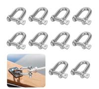 Riisoyu 10 Pièces M6 D Manille, Manille 304 Inox Acier Manilles D'ancrage en Forme de D D'ancre Manilles D'anneau de D de Chaîne Manille Droite Manille de Levage pour Gréement Câble Métallique
