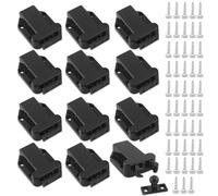 Riisoyu 12 pièces loquets à libération tactile, pince à pression pince avec 48 vis pousser à ouvrir ouverture de porte noir avec fonction pop-up automatique pour cuisine tiroirs armoires maison