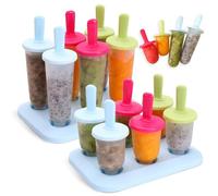 Riisoyu 12 Stück Moules à Glace, Mini Moule à Glace Sans BPA Popsicle Moules DIY Réutilisable pour Popsicles Crèmes Glacées Sorbets Nourriture pour Bébé