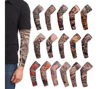 Riisoyu 16PCS Manchons de Tatouage, Manches unisexes de tatouages de mode Faux Tatouages Temporaire Faux Glissement Tatouage Manches Bras Couvre-manches pour Tatouages de Bras pour Fête, Carnaval