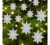 Riisoyu 18Pcs Flocons de Neige Pendentifs Décoration, 3D Flocon de Suspendus Ornement Déco de Noël Papier avec Corde pour la Maison Le Mariage et Les Fêtes