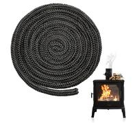Riisoyu 2,5m Joint Tressé pour Insert et Poêle, Joint Insert Cheminée Imprégnée de Graphite Joint d'Étanchéité en Fibre Verre Noir Joint de Porte en Fibre de Verre pour Poêle, Porte de Four, Φ 10mm
