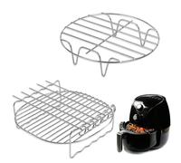 Riisoyu 2 pièces hot air poêle accessoires réutilisables air poêle gril 17,7 cm gril et Steam rack inox grill 304 avec 4 pointes pour 3,5-5,8 Qt