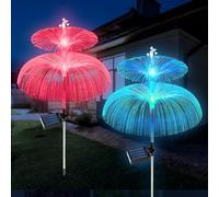 Riisoyu 2 Pièces Lumière Solaire Extérieur, 7 Couleurs LED Lumières Solaires Méduses Lampes décoratives pour jardin IP65 Étanche Decoration Jardin Lumière Lampes Solaires Exterieures pour cour