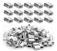 Riisoyu 200 Pièces Manchons à Trou en Ovale, Clip à Sertir en Aluminium Manchon Presse Serre-câbles Presse Ferrule à Corde Connecteurs Virole Boucles Sertissage Serre Pour Acier Câble Métallique 2mm