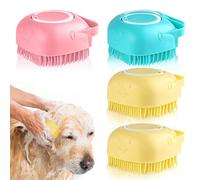 Riisoyu 4 pièces Brosse de Bain pour Chien et chat, Brosse de massage pour animaux de compagnie avec Distributeur de Shampoing Brosse de Toilettage en Silicone pour baigner les animaux compagnie