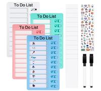 Riisoyu 4 Pièces Tableau Memo Checklist, Listes De Contrôle Mémo avec 10 feuilles vides amovibles Portable Tableau de Routine pour la liste des tâches quotidiennes Enfants et Adultes