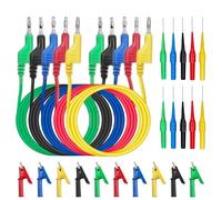 Riisoyu 5 Pièces 4mm Banane Câble De Test Multimètre,10 Pièces Pinces Crocodiles Jeu de Sondes de Test Fil Multimètre 1m 5 Couleurs Ligne Test pour Multimètre Voiture Industriel Tests Électriques