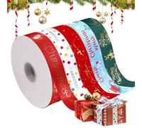 Riisoyu 5 Rolls 25 Yards Ruban de Noel, 2,5cm Ruban Cadeau Satin Noël Noeud Emballage Noel pour Emballage Cadeau, Décoratif, Bricolage Artisanat