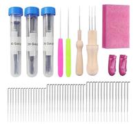 Riisoyu 52 Pièces Outils De Feutrage D'aiguilles, Aiguille a Laine 2 Modèles De Poignées En Bois Avec 3 Tailles D'aiguilles De Feutrage pour les débutants Artisanat Accessoires à Tricoter