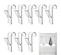 Riisoyu 8 Pcs Crochet Radiateur, Radiateur à serviettes Crochet Seche Serviette Crochet Serviette Salle De Bain pour Tous Les Radiateurs Standards Bain et Cuisine AmoviblesTransparent