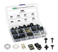 Riisoyu 80 Pièces Vis Carrosserie Voiture Set, Voiture Kit de Clip à Vis Carrosserie Voiture avec Verrouillage Rondelle Clips U Clips Carrosserie Vis de Soubassement Écrous et Boulons pour Auto