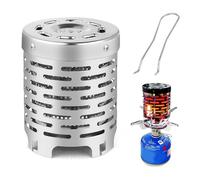 Riisoyu Adaptateur Chauffage, Réchaud à Gaz Mini Couvercle du Poêle Léger Chauffe Tente Brûleur Camping en Plein Air Chauffage Extérieur en Acier Inoxydable Portable avec Poignée pour Randonnée Pêche