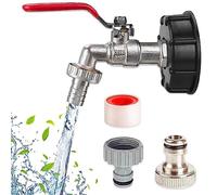 Riisoyu Adaptateur de Réservoir IBC Connecteur à Filetage 1/2", Robinet Cuve 1000L Robinet Sortie Raccord Vanne Robinet Recuperateur Eau De Pluie Robinet Raccords De Tuyau D'arrosag