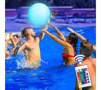 Riisoyu Ballon de Plage Gonflable Lumineux, IP68 Boules LED Plage 16 Couleurs et 4 Modes LED Ballon De Plage avec Télécommande Jouet de Piscine Gonflable à LED pour Plage et Piscine Party