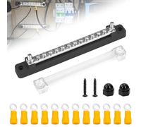 Riisoyu Barres de Distribution, 12 Voies, 12V-48V DC, 150A, Ensemble de Bornier avec 12 x M4 Boulons de Borne, Pour Voiture, Camion, Caravanes, Bateau
